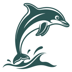 Fototapeta premium Dolphin Outline Jumping Vector.