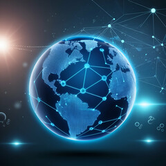 Naklejka premium Digital globe, Digital Planet Earth and Global Network, concept for global business, digital connection technology, e-commerce, social network.