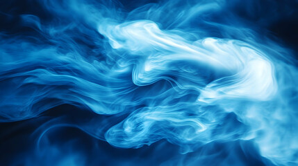 Fototapeta premium Abstract Blue Smoke Swirls: A Digital Illustration of Ethereal, Flowing Vapor with Dynamic, Whimsical Movement and Serene, Cool Tones.