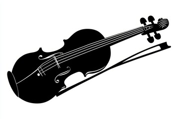 Obraz premium Black silhouette of a violin on a white background.