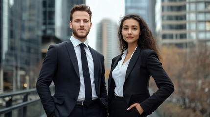 Professional Portrait of Young Business Partners in Urban Setting
