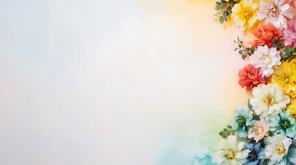 Fototapeta premium beautiful watercolor painting featuring colorful flowers on soft background, creating serene and vibrant atmosphere. Perfect for decoration or art projects