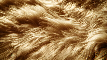 Fototapeta premium 3D Render of Soft, Golden Fur Texture Background, Abstract Golden Fur Waves, Realistic Fluffy Fur Surface