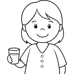 little girl with pill and glass of water smiles