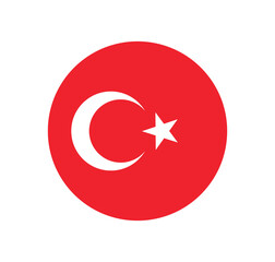 Turkey National Flag vector icon. Round flag of Turkey.