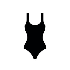 Women solid swimsuit Vector simple black icon isolated on white background