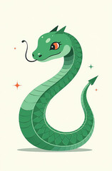 Fototapeta premium New Year 2025 symbol, snake on postcard, Christmas card. AI-generated