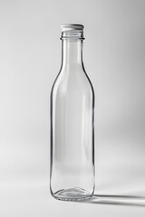 Fototapeta premium a photo of a simple empty transparent water glass bottle mockup on a white background