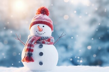 Winter holiday snowman figure with scarf and cap