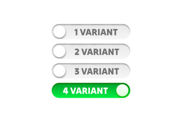 Variant On off switch button, ui isolated white background. Vector illustration