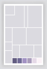 Photo collage template. Album brandboard, set portfolio images. Mood board background. Mosaic picture frame. Gallery banner. Vector illustration