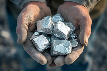 minerals in human hands.