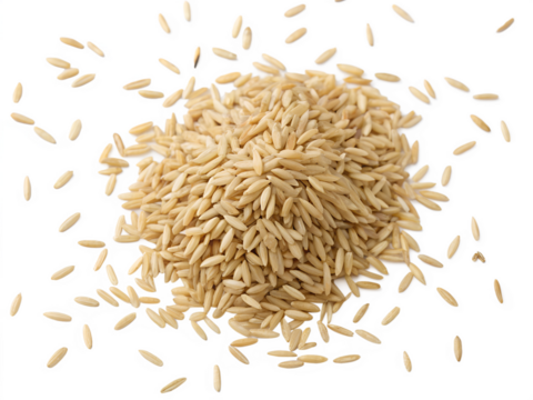 pile of rice isolated on white background. Transparent PNG