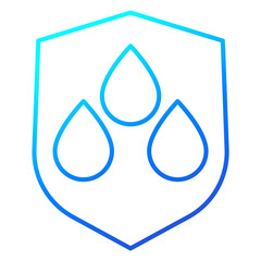 waterproof icon, shield and water drops, line design