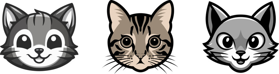 Set of Cat Head icon vector Cartoon art illustration design on a white background