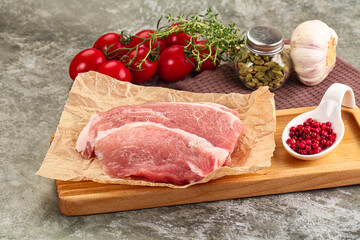 Raw pork steak for cooking