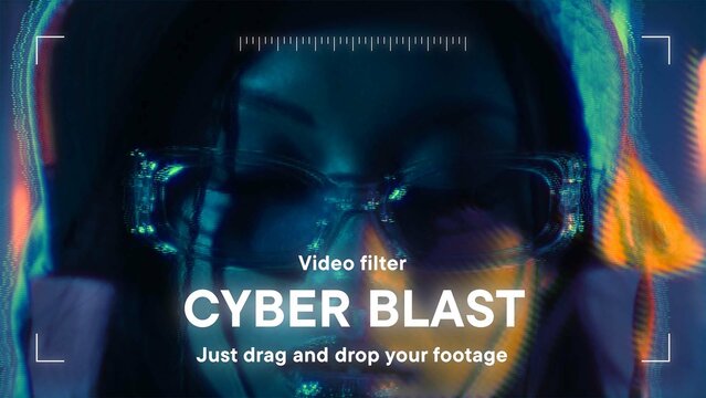 Cyber Blast Glitch Video Filter Effect Template