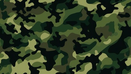 Fototapeta premium Army camouflage background, classic seamless pattern, fabric texture. black, green, and brown colors