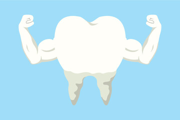concept illustration of strong teeth, healthy teeth, flat style vector illustration.