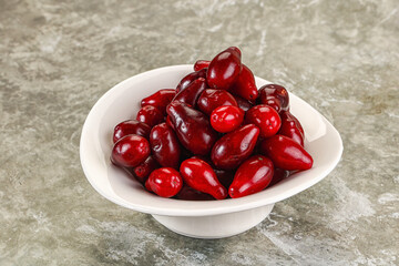 Ripe sweet juicy digberry cornel