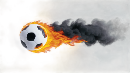 PNG white and black ball burning in fire with smoke