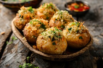 Baked Pani Puri: A Health-Conscious Twist on the Classic Indian Street Food with Fresh Ingredients and Vibrant Garnishes