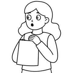 nervous girl breathes into paper bag