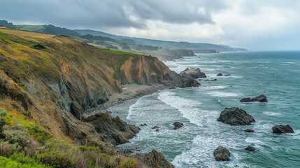 Fototapeta premium Dramatic Cliffside Overlooking a Stormy Ocean
