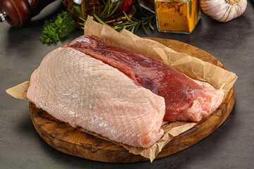 Raw duck breast for cooking