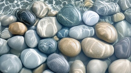 Stones, clear stream. Generative AI