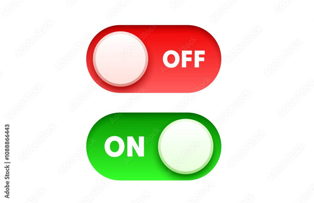 Wall mural on off switch button ui isolated white background. vector
