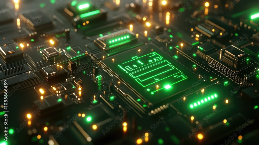 Poster A digital lock with glowing green circuit patterns, showcasing a modern, secure, and futuristic technology concept. Perfect for visualizing advanced encryption and data protection