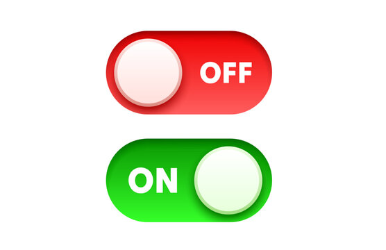 On off switch button ui isolated white background. Vector