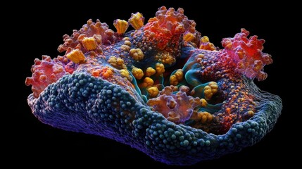 Fototapeta premium A high-magnification shot of a mutated cell, with detailed internal components and a shifting membrane, offering a scientific look at cellular mutation in action