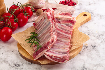 Raw lamb ribs rack for cooking