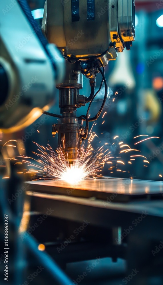 Poster engineer manager monitoring automation robotic arms in intelligent factory s digital manufacturing