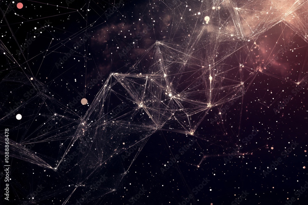 Poster futuristic vector illustration featuring a wireframe background with plexus effect design