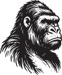 Wildlife Gorilla Portrait in Monochrome