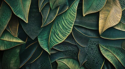 Obraz premium Tropical leaf dark texture. Generative AI