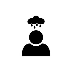 People profile with cry, bad mental health and mood icon isolated on white background .