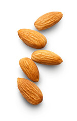 Almonds on the white background