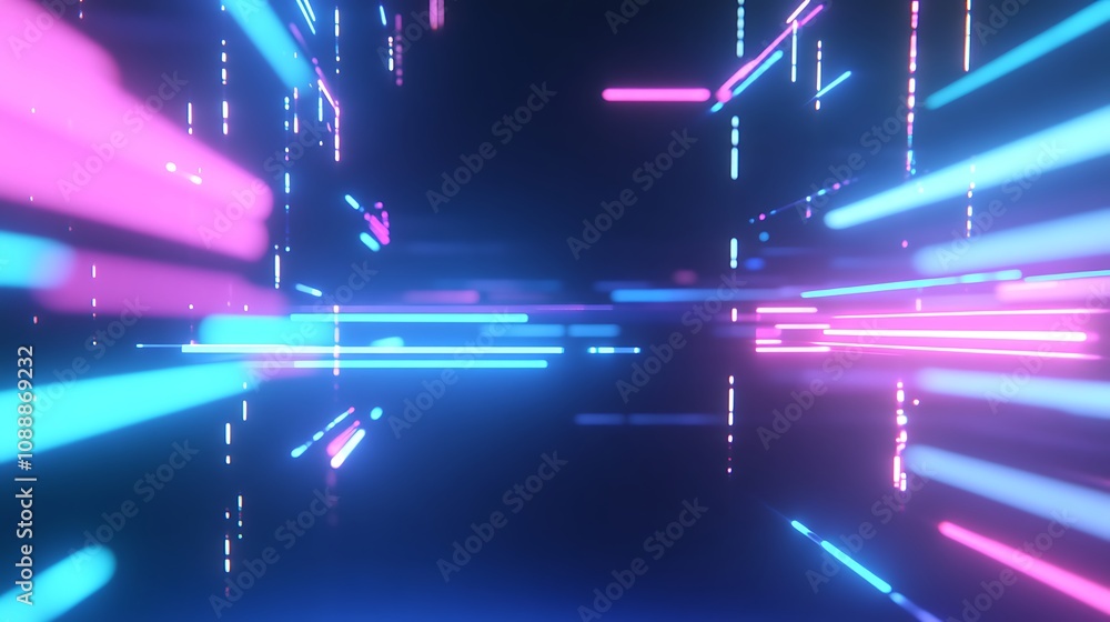 Poster dynamic light trails creating a colorful abstract background of vibrant neon colors