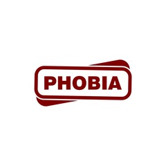 Phobia red text  sign icon isolated on white background.