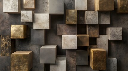 Background design, abstract geometric blocks, 3d render