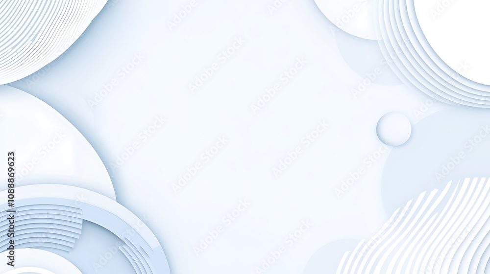 Poster soft blue abstract background with curved lines and geometric shapes for modern design