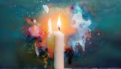 Candle symbolizing Jesus as the Light of the World. Christian symbols and icons. background