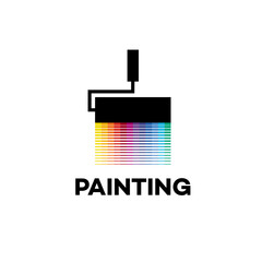 Vector logo design template. Painting roller, drawing tool, repair, renovation, wall color.