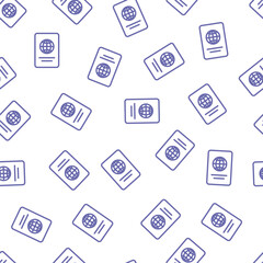 Seamless pattern with purple passport icon