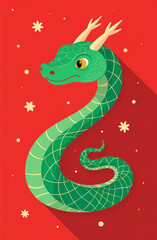 Obraz premium New Year 2025 symbol, snake on postcard, Christmas card. AI-generated