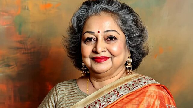 Waheeda Rehman, a celebrated Indian actress, is pictured in a studio portrait